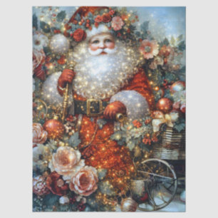 Papel De Seda Florales Rústicos Vibrantes Santa Vintage Decoupag