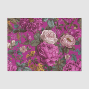Papel De Seda Florales Vintage Boho Botánico Rosa Rústico en Neg