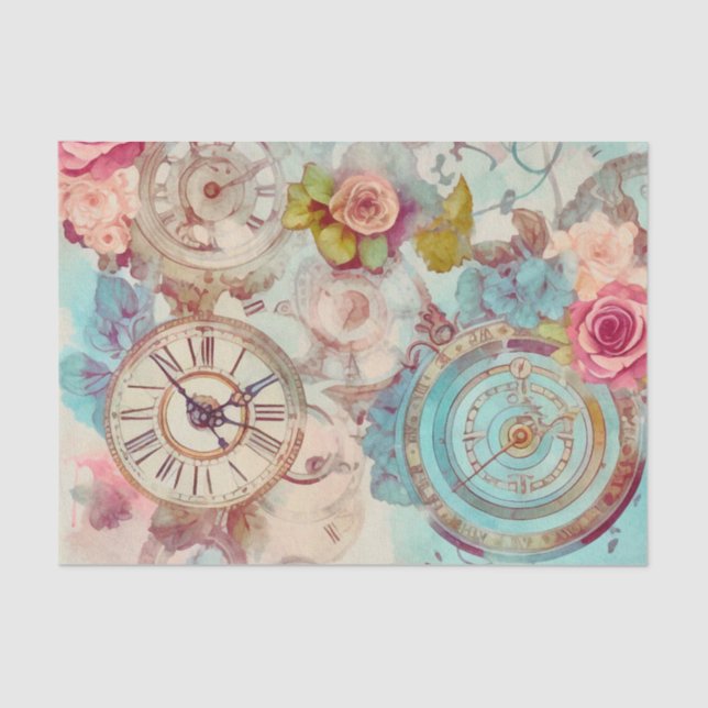 Papel De Seda Florales Vintage Steampunk (Anverso)
