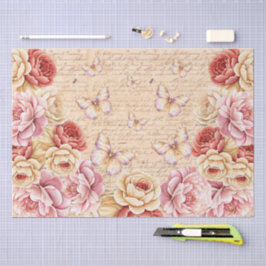 Papel De Seda Florales y Mariposas Románticas Elegantes para Dec