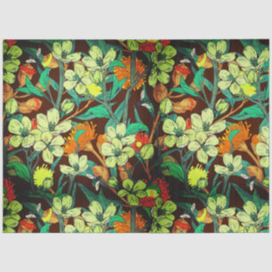 Papel De Seda Florals Brown, Rust, Verde azulado
