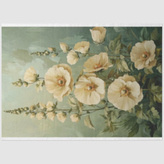 Papel De Seda Florals crema sobre fondo verde