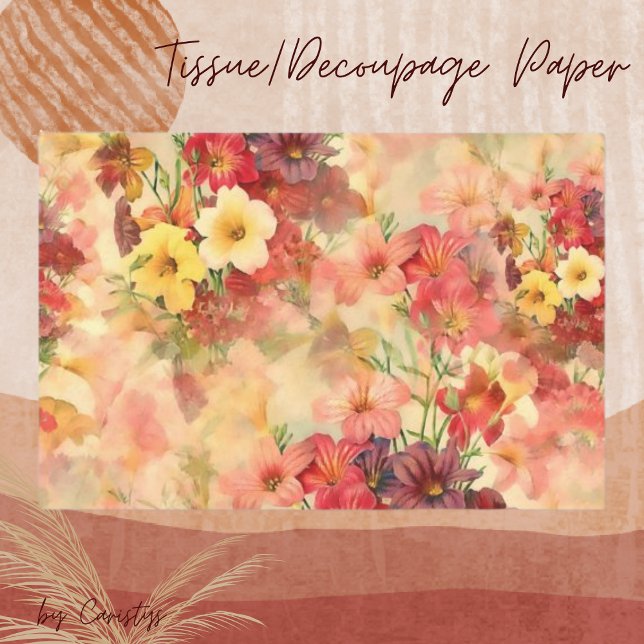 Papel De Seda Florals Naranja y Red Decopage Tissue Paper (Subido por el creador)