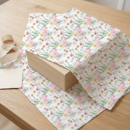 Papel De Seda Florecilla silvestre acuarela rosa