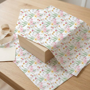 Papel De Seda Florecilla silvestre acuarela rosa