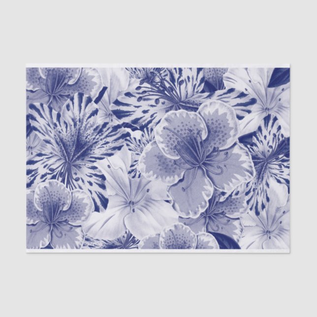 Papel De Seda Florecimiento de Azalea en desenlace azul (Anverso)