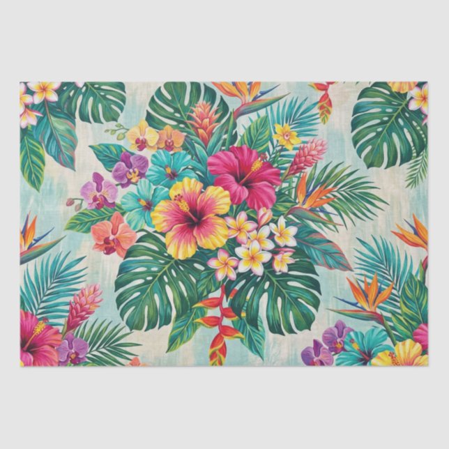 Papel De Seda Florecimiento Floral de Aloha Tropical (Anverso)