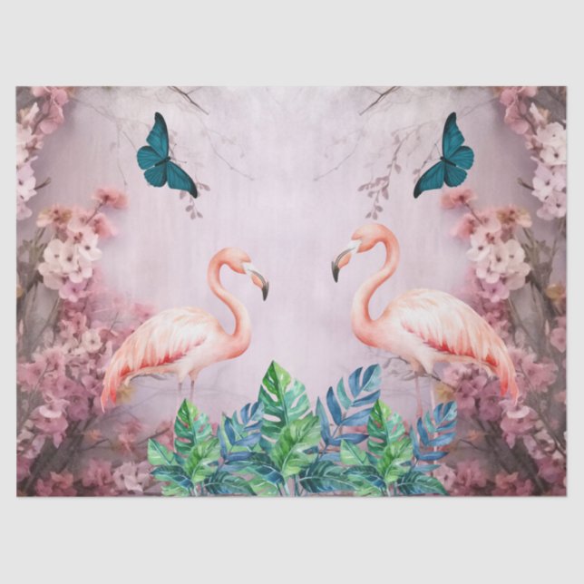 Papel De Seda Florecimiento tropical del cerezo y descomposición (Anverso)