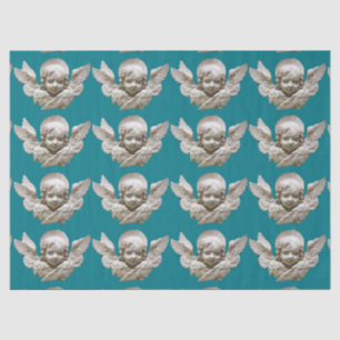Papel De Seda FLORENTINE RENAISSANCE ANGEL Navidades azules Verd
