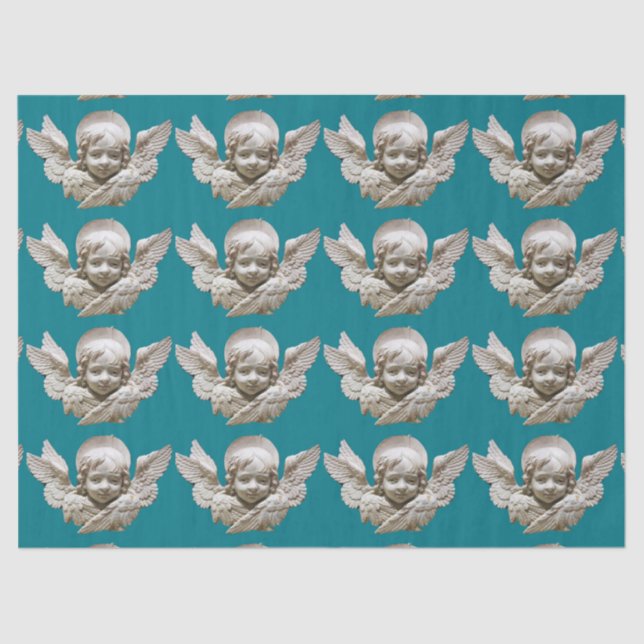 Papel De Seda FLORENTINE RENAISSANCE ANGEL Navidades azules Verd (Anverso)