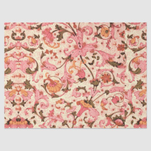 PAPEL DE SEDA FLORENTINO ROSA RENACIMIENTO FLORALES REMOLINOS, F