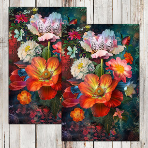 PAPEL DE SEDA FLORERÍA ANTIGUA EN FLORERO DECOUPAGE