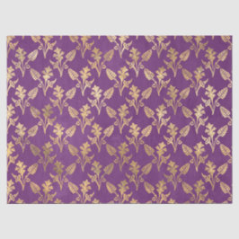 Papel De Seda Flores abstractas de oro en color morado