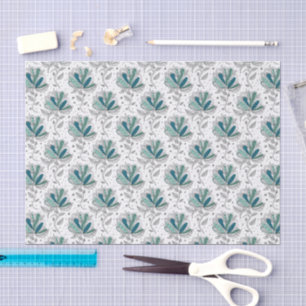 Papel De Seda Flores abstractas en tonos de verde estilo arte de