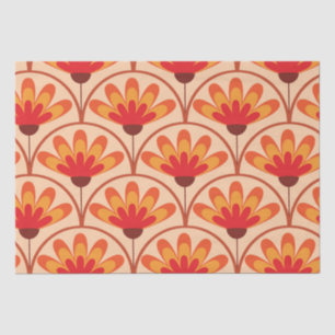 Papel De Seda Flores abstractas retro vintage en formas de vieir