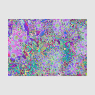 Papel De Seda Flores abstractas y psicodélicas de color rosa y p