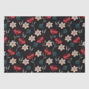 PAPEL DE SEDA FLORES ABSTRACTOS EN NEGRO