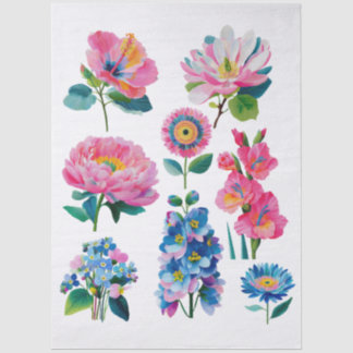 Papel De Seda flores acuarela