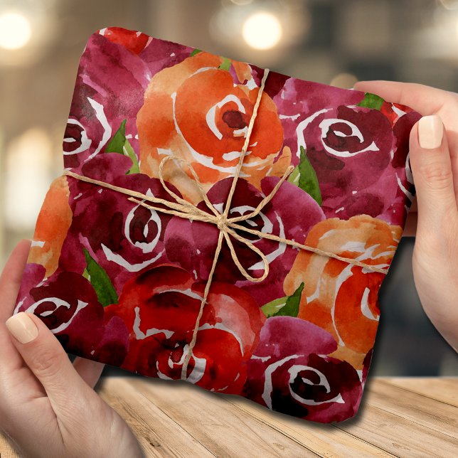 Papel De Seda Flores Acuarela Rojo Naranja Clarete (Subido por el creador)