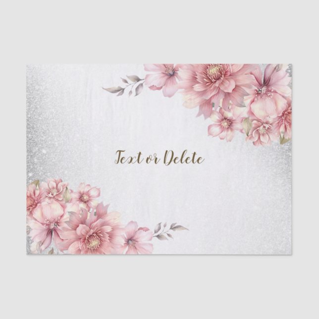 Papel De Seda Flores Acuarela Rosadas Brillo Moderno (Anverso)