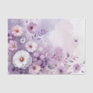 Papel De Seda Flores acuarelas en tonos pastel suaves