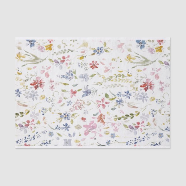 Papel De Seda Flores acuáticas de fondo blanco (Anverso)