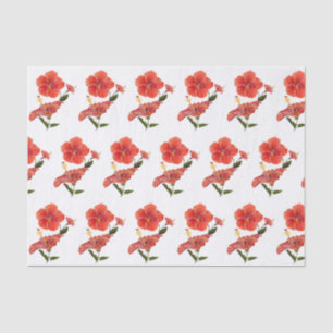 Papel De Seda Flores acuáticas de hibiscus rojo tropical Tejido