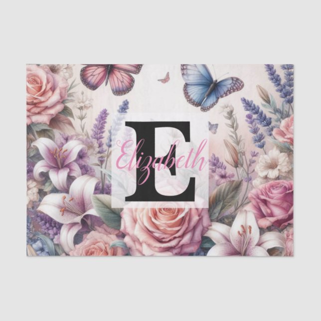 Papel De Seda Flores acuáticas, mar y conchas marinas en la play (Anverso)