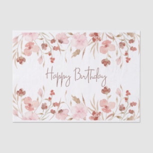 Papel De Seda Flores acuáticas Pastel Feliz Cumpleaños