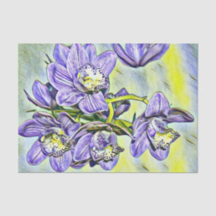 Papel De Seda Flores adorables de orquídea amarillo púrpura acua