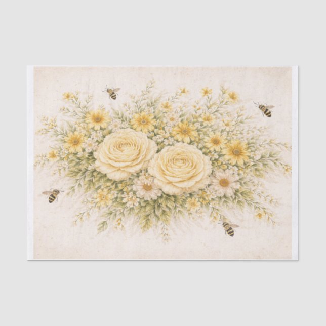 Papel De Seda Flores amarillas  (Anverso)