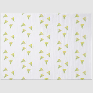 Papel De Seda Flores amarillas con hojas verdes sobre blanco