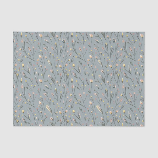 Papel De Seda Flores amarillas rosadas de acuarela moderna2 (Anverso)