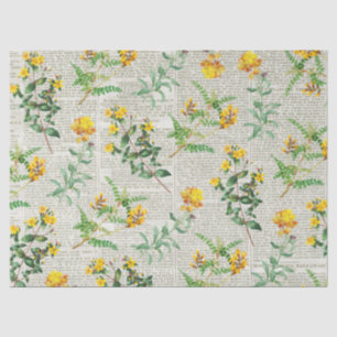 Papel De Seda Flores Amarillas Vintage sobre Decoupage de Periód