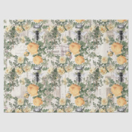 Papel De Seda Flores amarillas y desconchura de abejas reina