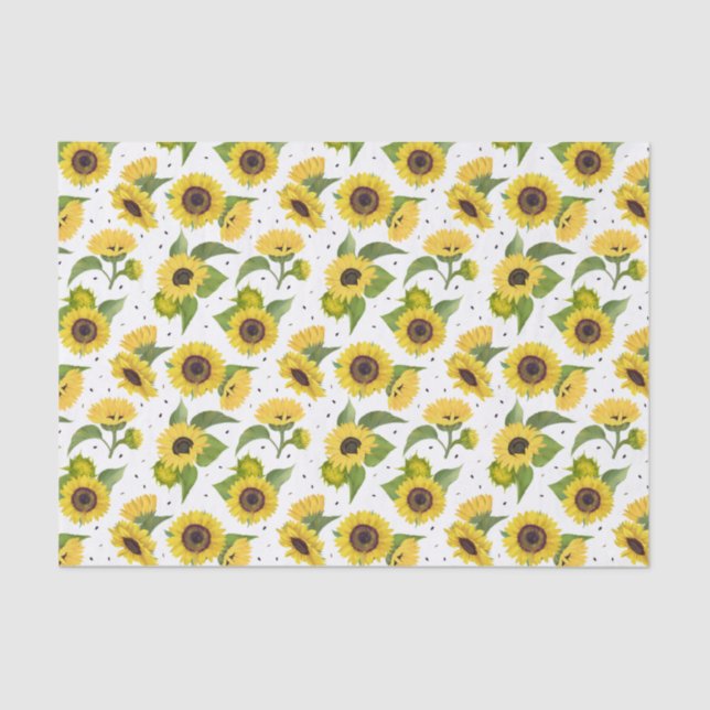 Papel De Seda Flores amarillas y semillas de girasol (Anverso)