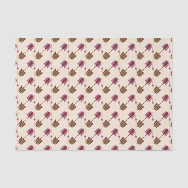 Papel De Seda Flores Antiguas Rubí, Latón, Bronce y Fucsia Gr (Anverso)