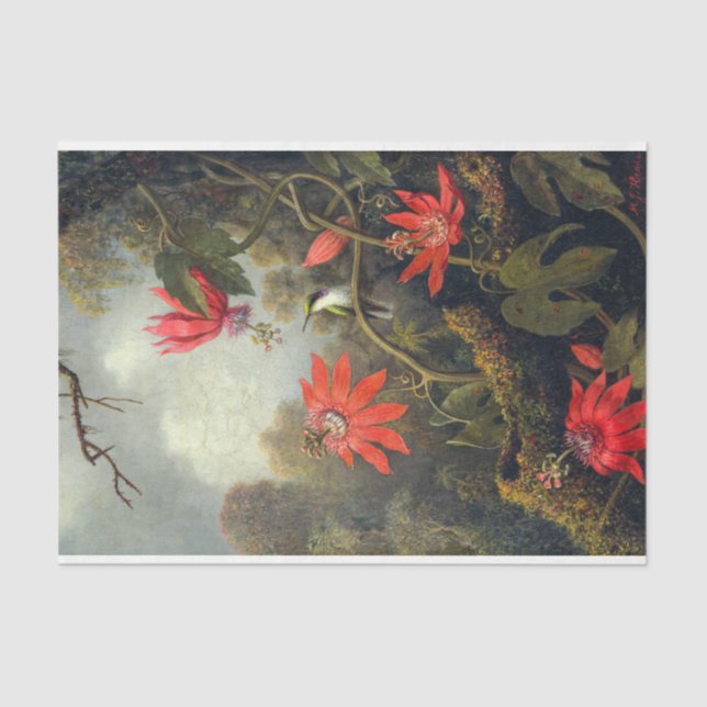 Papel De Seda Flores antiguas y colibríes (Anverso)