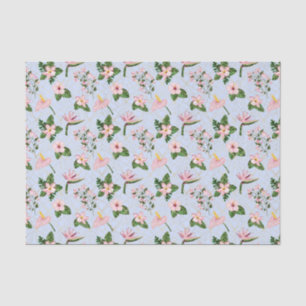 Papel De Seda Flores azul claro y rosadas