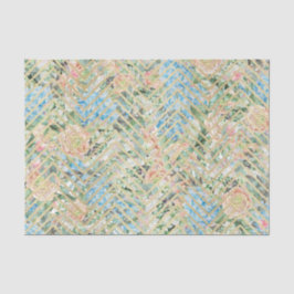 Papel De Seda Flores azul claro y rosadas
