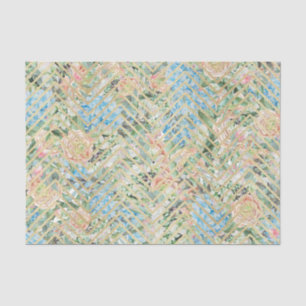 Papel De Seda Flores azul claro y rosadas