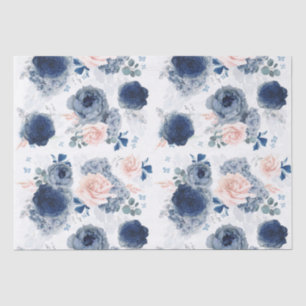 Papel De Seda Flores azul turquesa y rosa Rubor elegantes