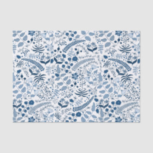 Papel De Seda Flores azules delgadas estilo boho