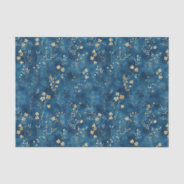 Papel De Seda Flores Azules Doradas Despedida de Soltera