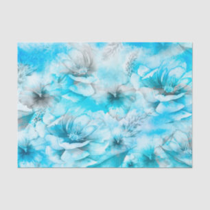 Papel De Seda Flores azules en el agua