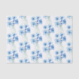 Papel De Seda Flores azules en jarrón de vidrio