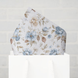Papel De Seda Flores Azules Románticas Bonitas Boda