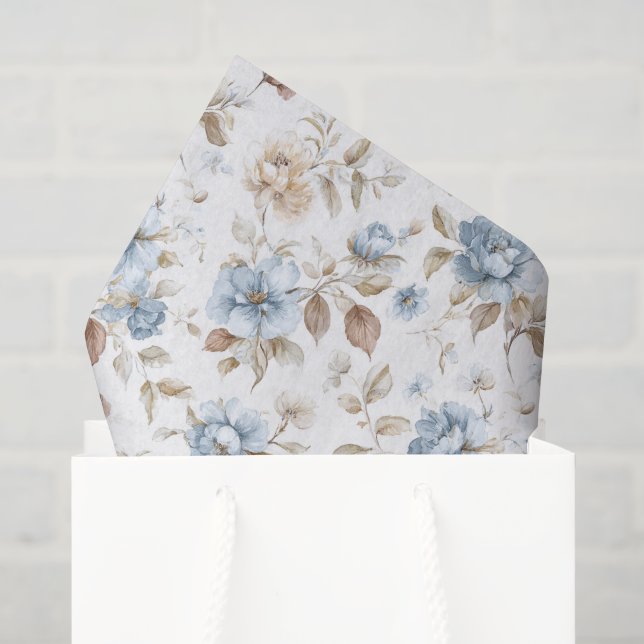Papel De Seda Flores Azules Románticas Bonitas Boda (Bolsa de regalo)
