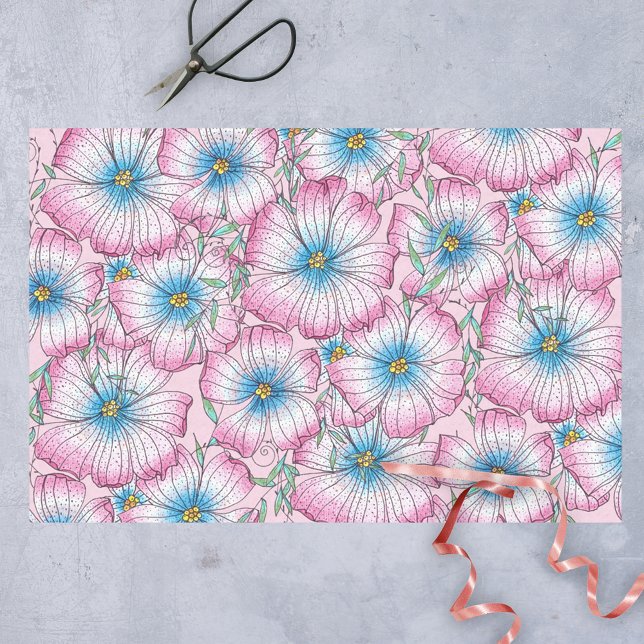 Papel De Seda Flores azules rosas pasteles bohemias y elegantes (Subido por el creador)