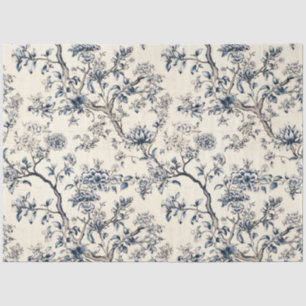 Papel De Seda Flores azules y blancas de inspiración asiática